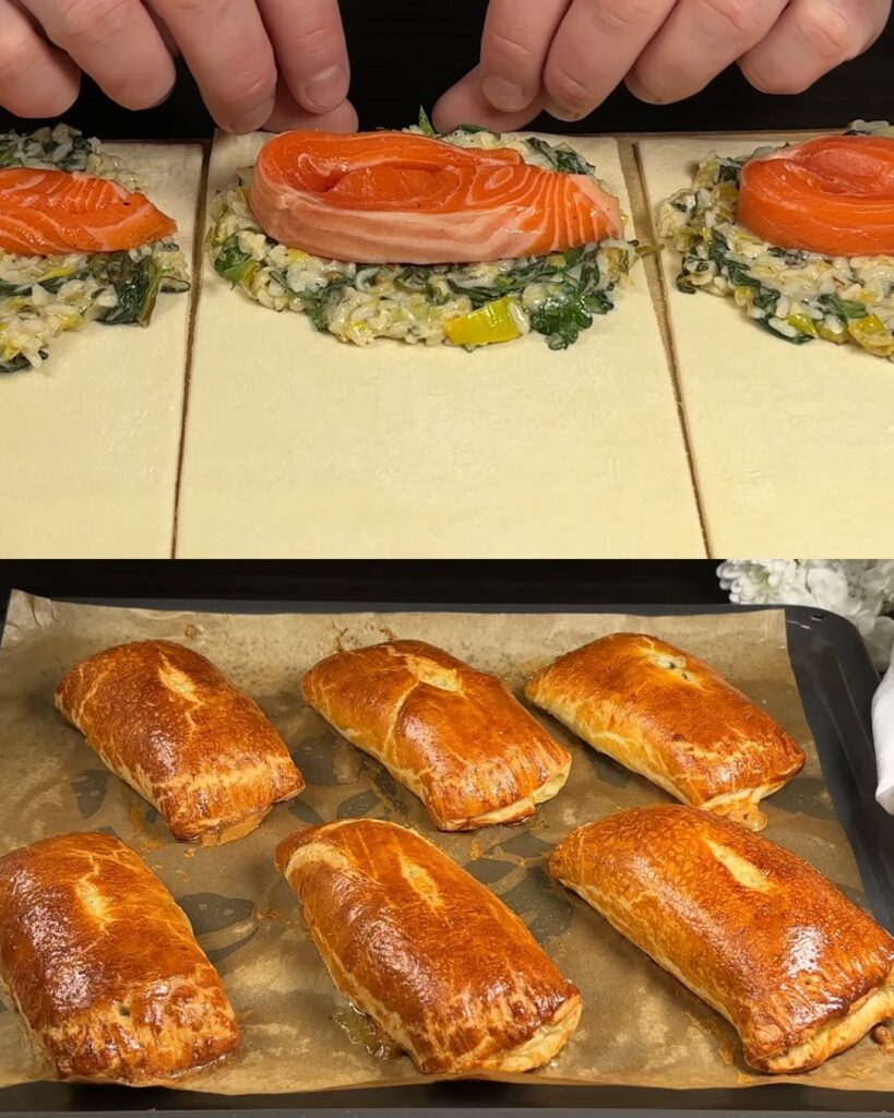Trout & Spinach Puff Pastry Parcel with Creamy Rice Filling