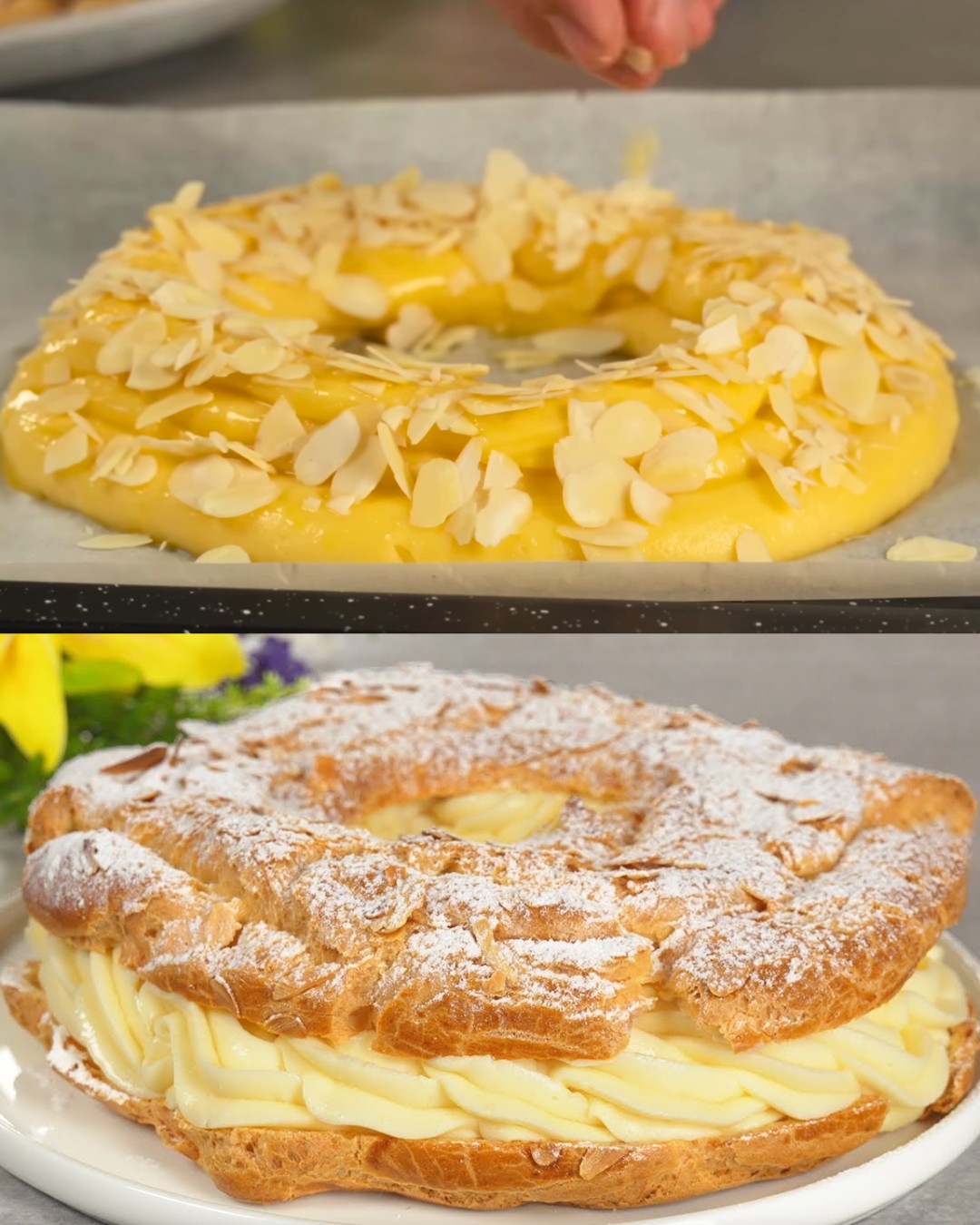Almond Custard Choux Pastry with Sliced Almonds