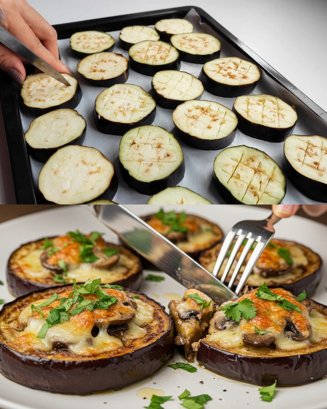 Savory Stuffed Eggplant Halves with Mushroom & Herb Filling