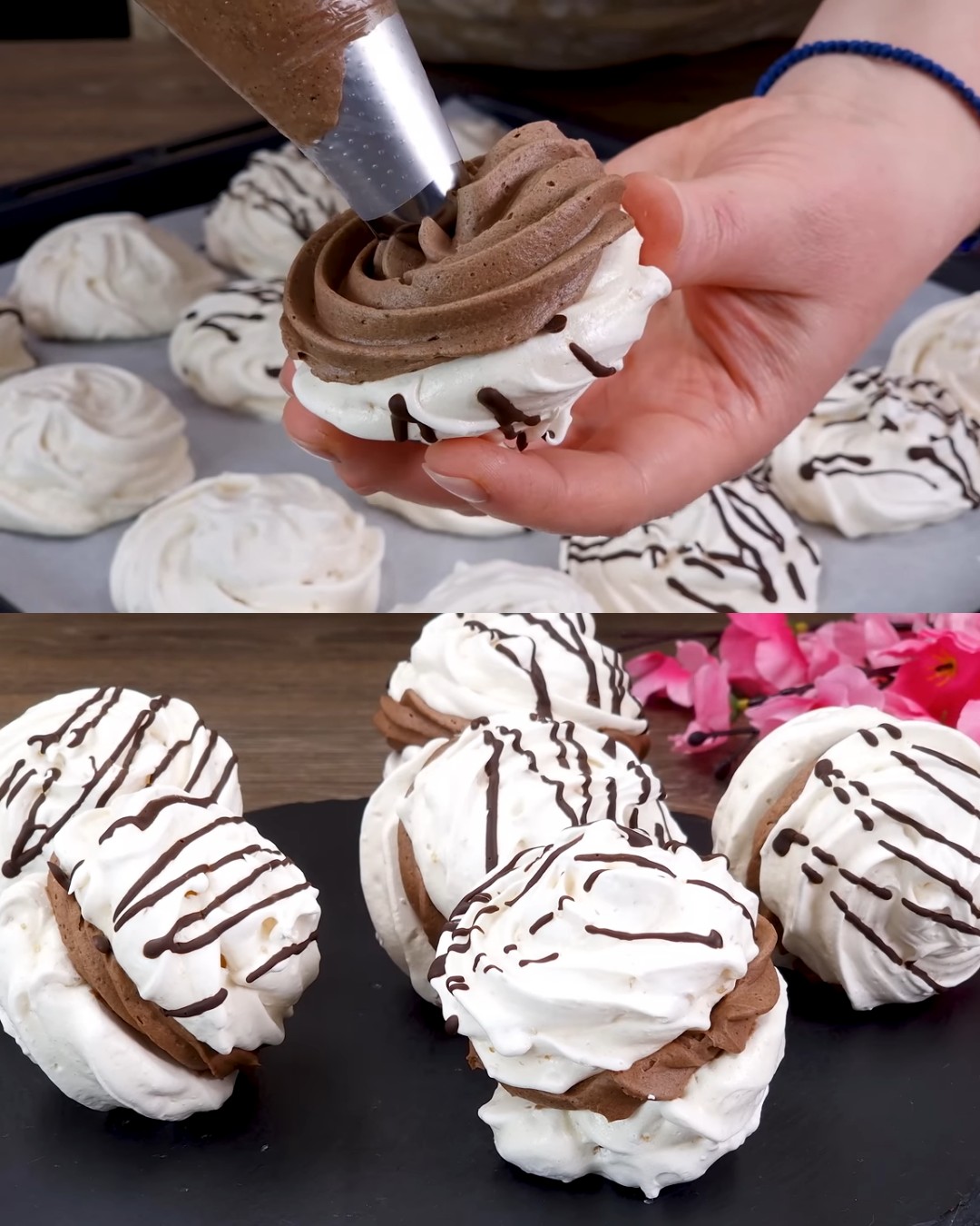 Chocolate Nut Meringue with Chocolate Cream