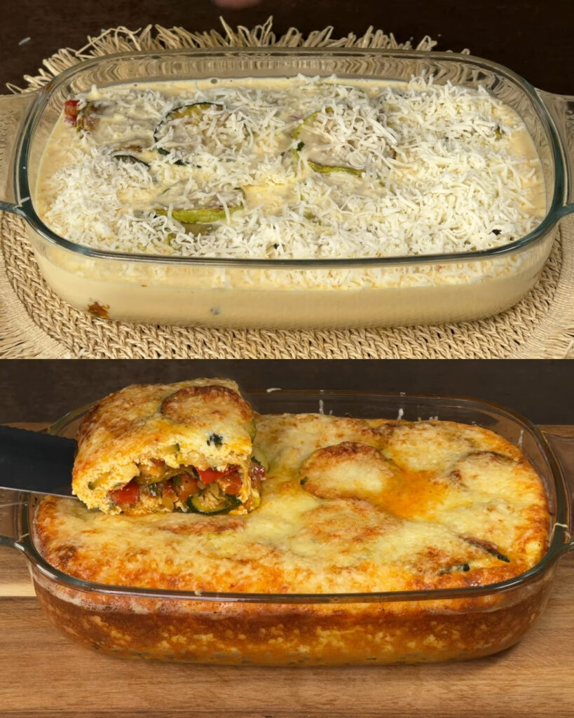 Zucchini-Egg and Cheese Roll Casserole