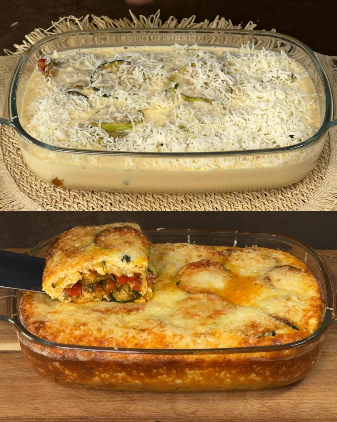 Zucchini-Egg and Cheese Roll Casserole