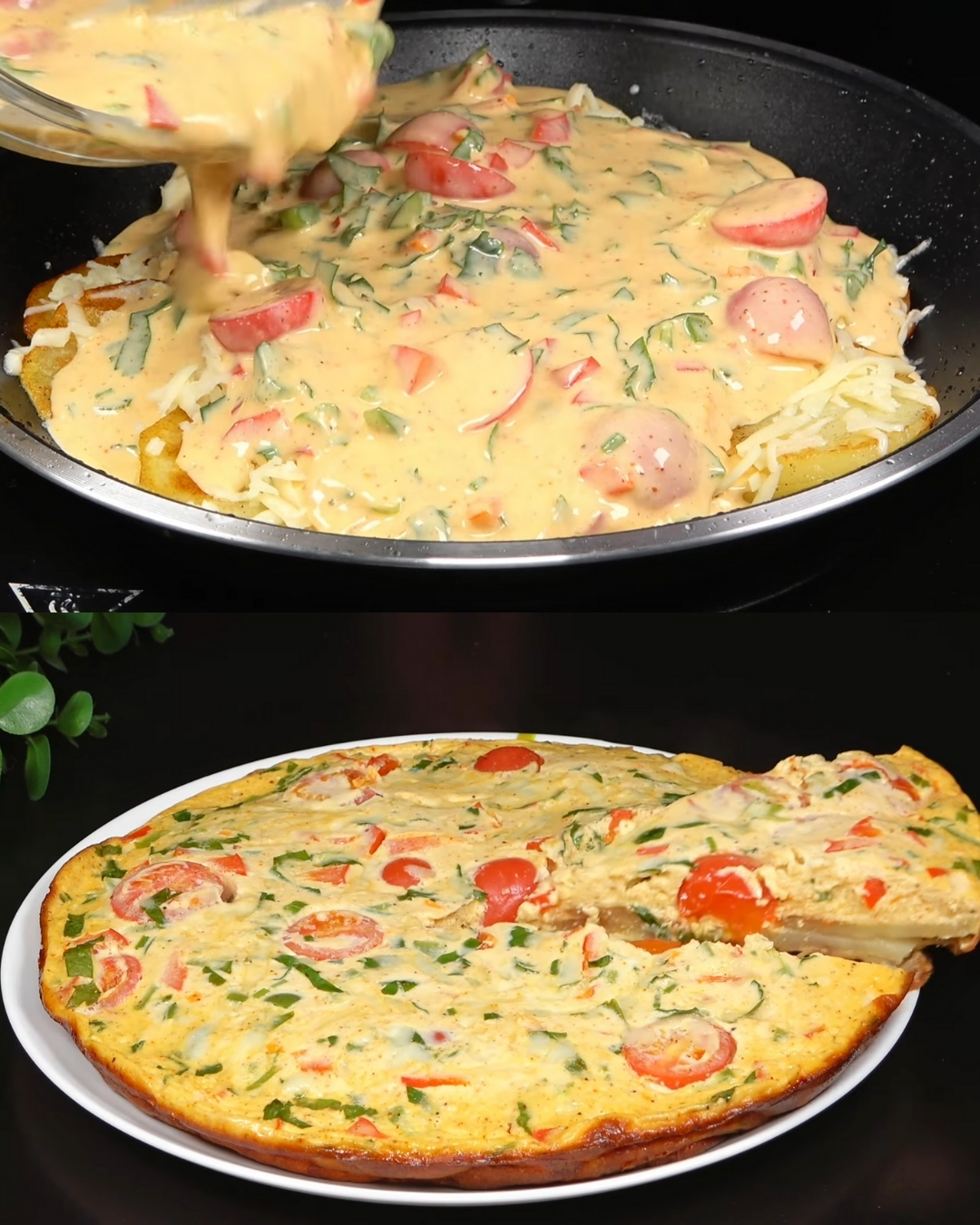 Potato, Pepper & Sour Cream Egg Skillet