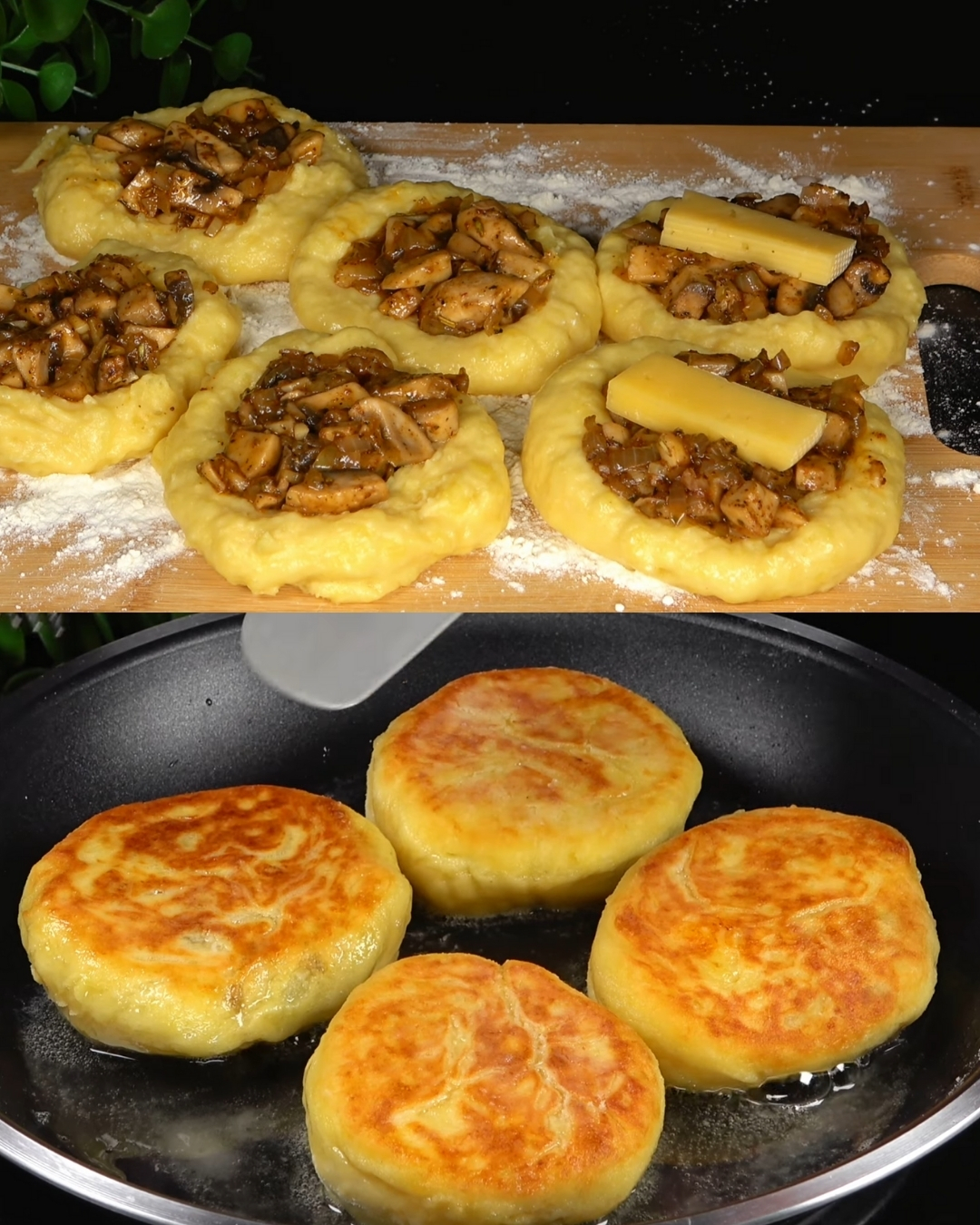 Potato & Mushroom Cheese-Stuffed Patties