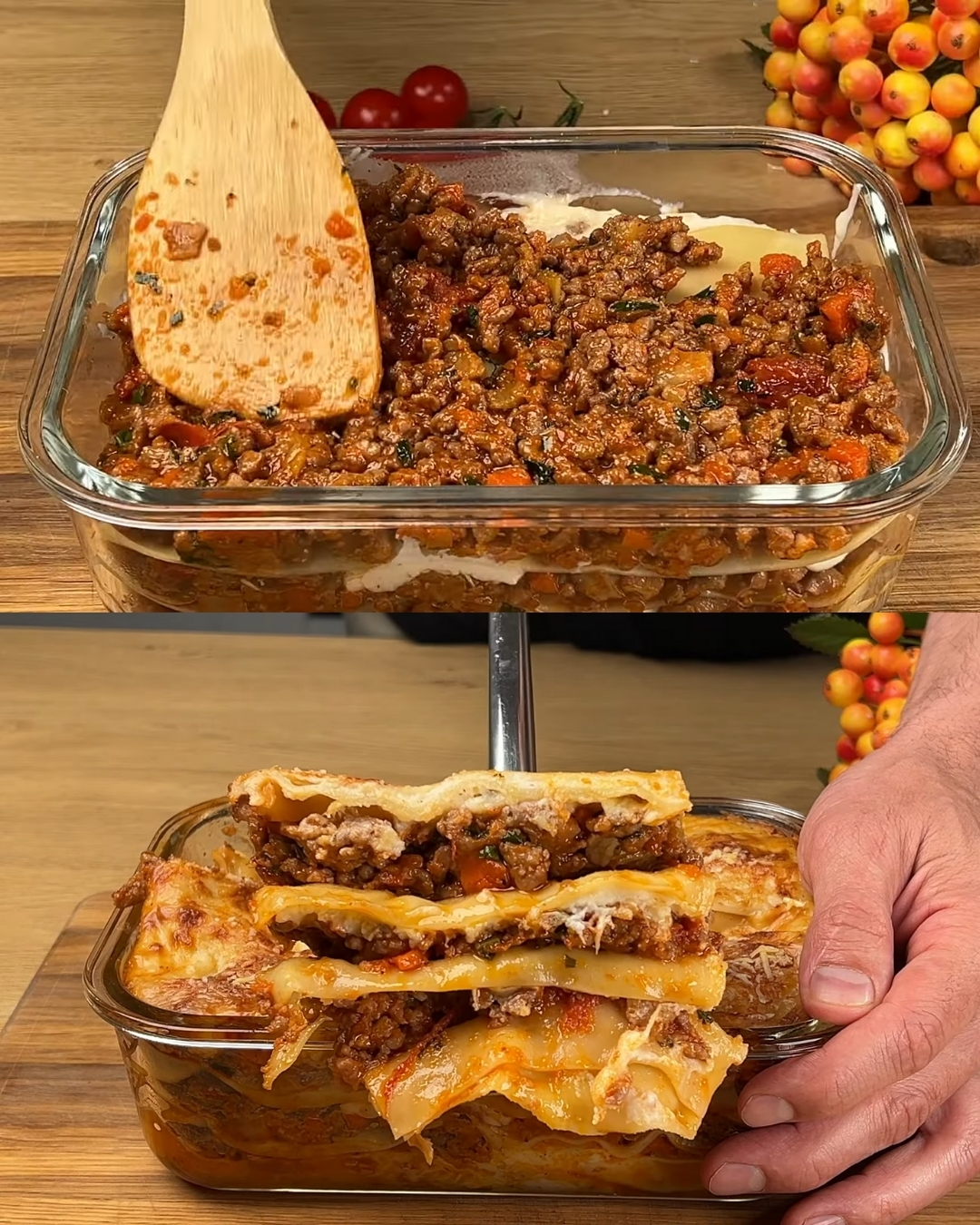 Classic Bolognese Lasagna with Creamy Bechamel & Fresh Salad