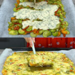 Zucchini, Pepper & Mozzarella Bake with Creamy Lemon–Garlic Yogurt Sauce