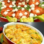 Layered Zucchini, Tomato & Spinach Gratin with Mozzarella & Herbed Yogurt Dip