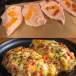 Stuffed Chicken Fillet Bake with Garlic-Dill Potatoes and Tomato–Cheese Salad