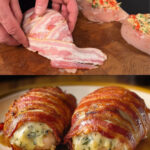 Bacon-Wrapped Cheese-Stuffed Chicken with Fresh Green Salad & Soy-Garlic Mayo