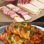 Puff Pastry Bacon & Sausage Twists with Chili-Cheese and Dill-Yogurt Olive Dip
