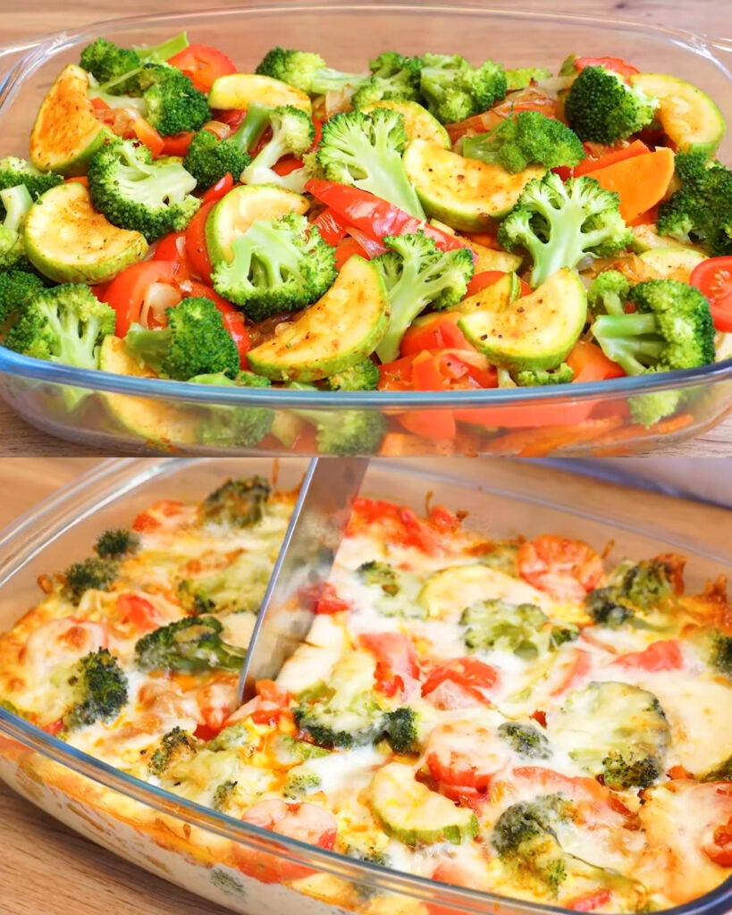 Golden Baked Vegetable & Egg Bake with Zesty Yogurt Dill Sauce