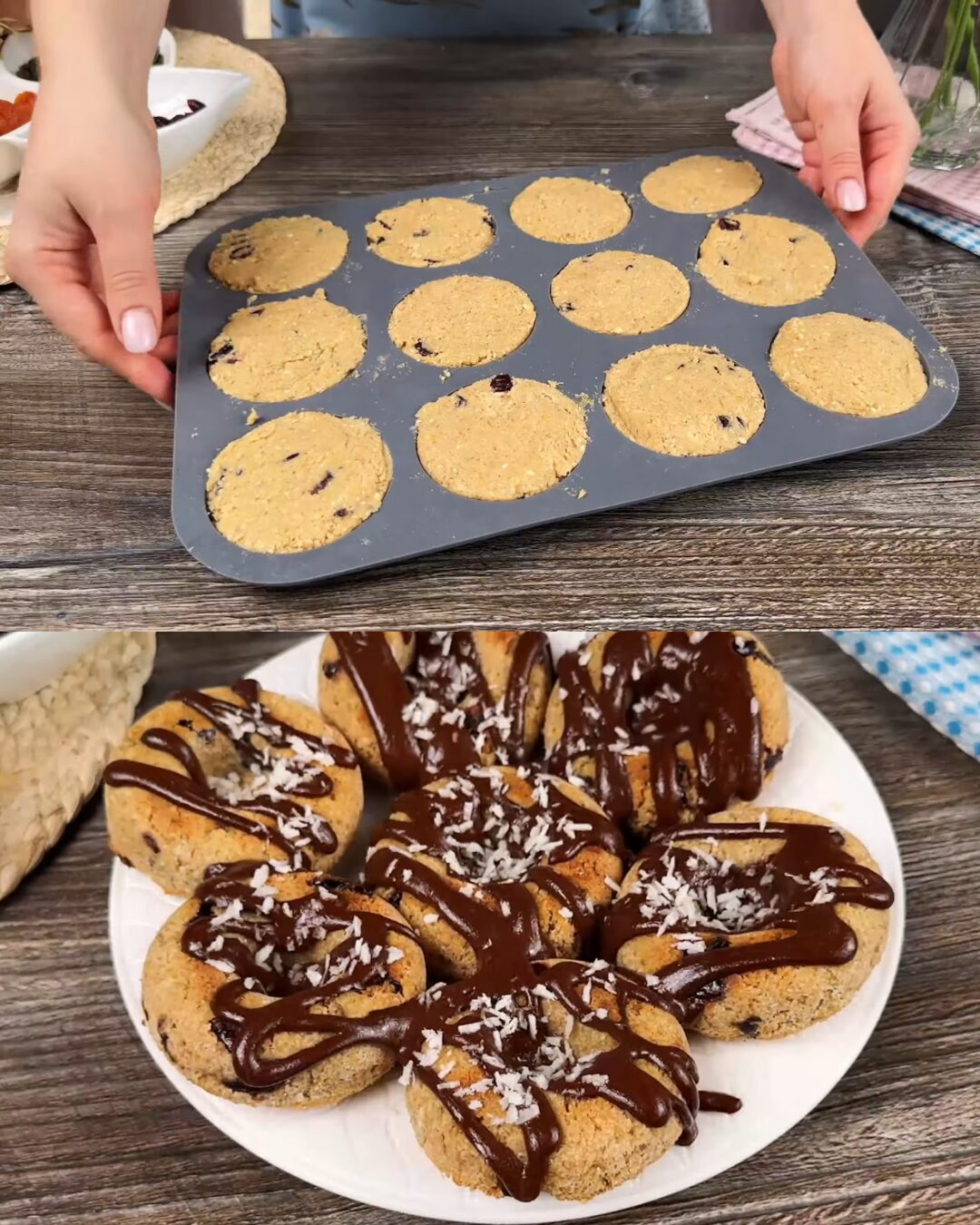 Healthy Apple & Oat Cookies with Chocolate Drizzle