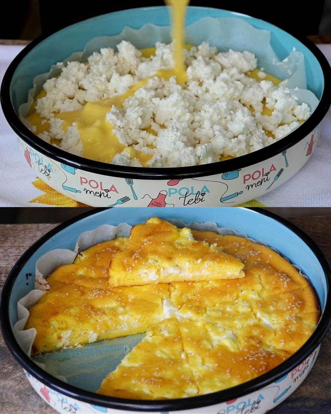 Two-Layer Cheesy Egg Pie with Sesame Crust