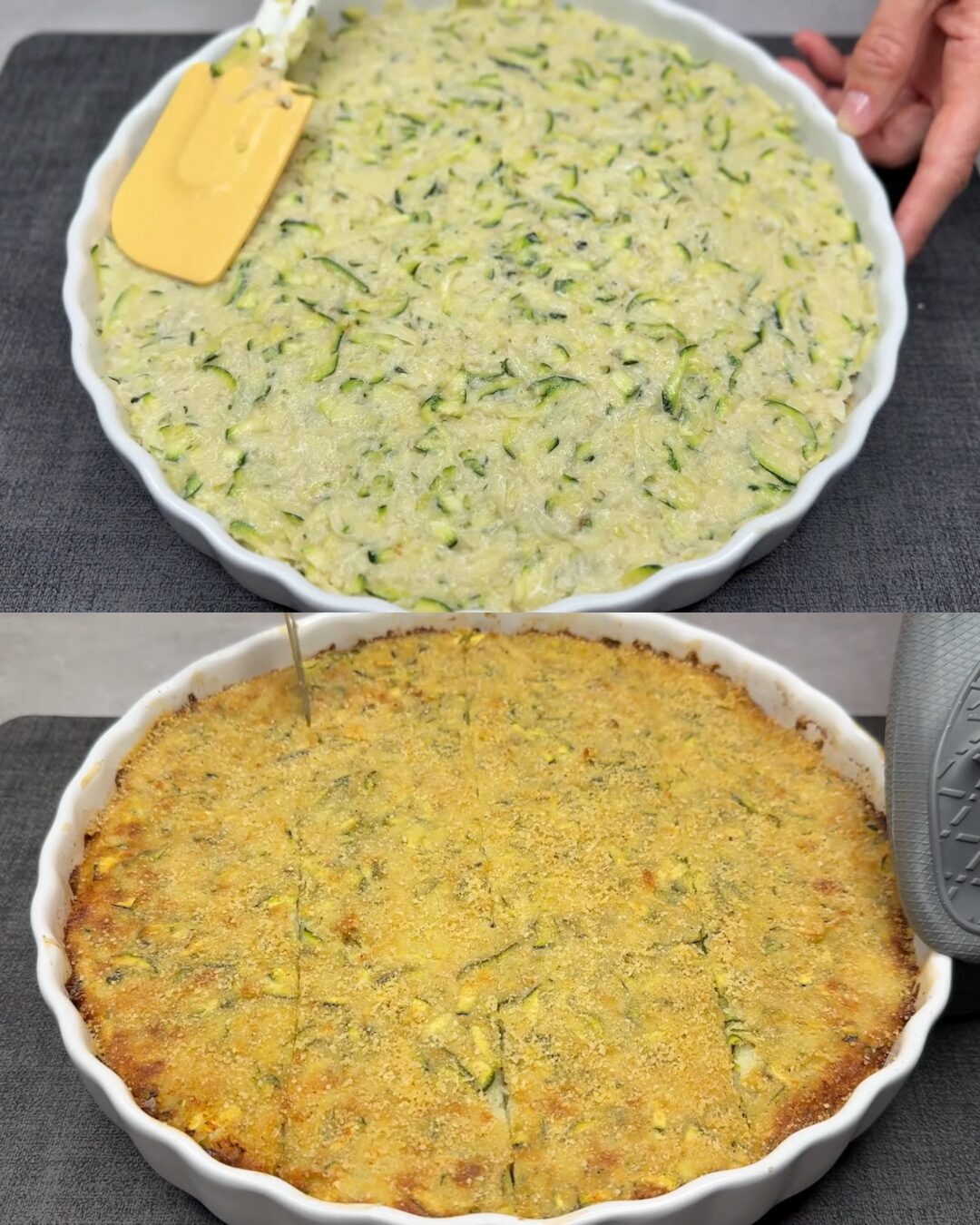 Cheesy Zucchini-Potato Bake Stuffed with Ham