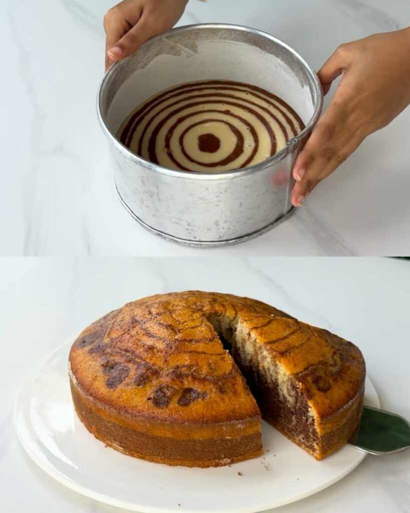 Marble Vanilla-Chocolate Cake finished dish