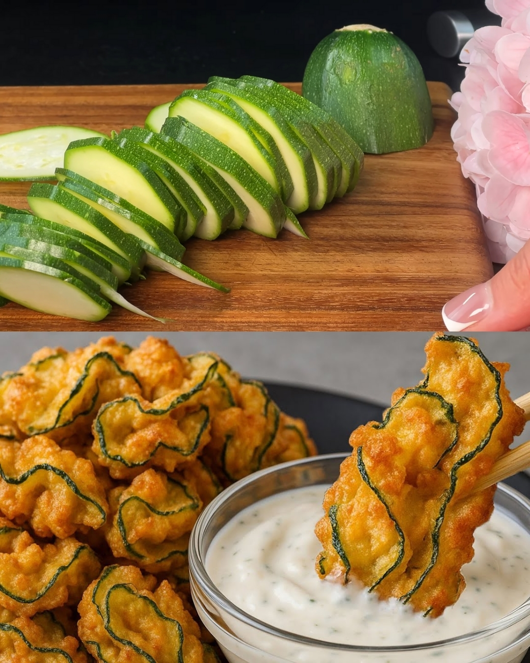 Crispy Mediterranean Fried Zucchini with Refreshing Vegan Tzatziki (Greek-Style Sauce)