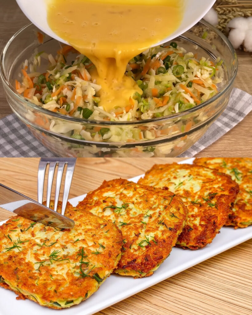 Zucchini, Potato, and Carrot Fritters with Herb-Infused Tomato Sauce finished dish