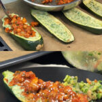 Vegan Stuffed Zucchini Boats with Spiced Chickpeas and Cashew Sauce