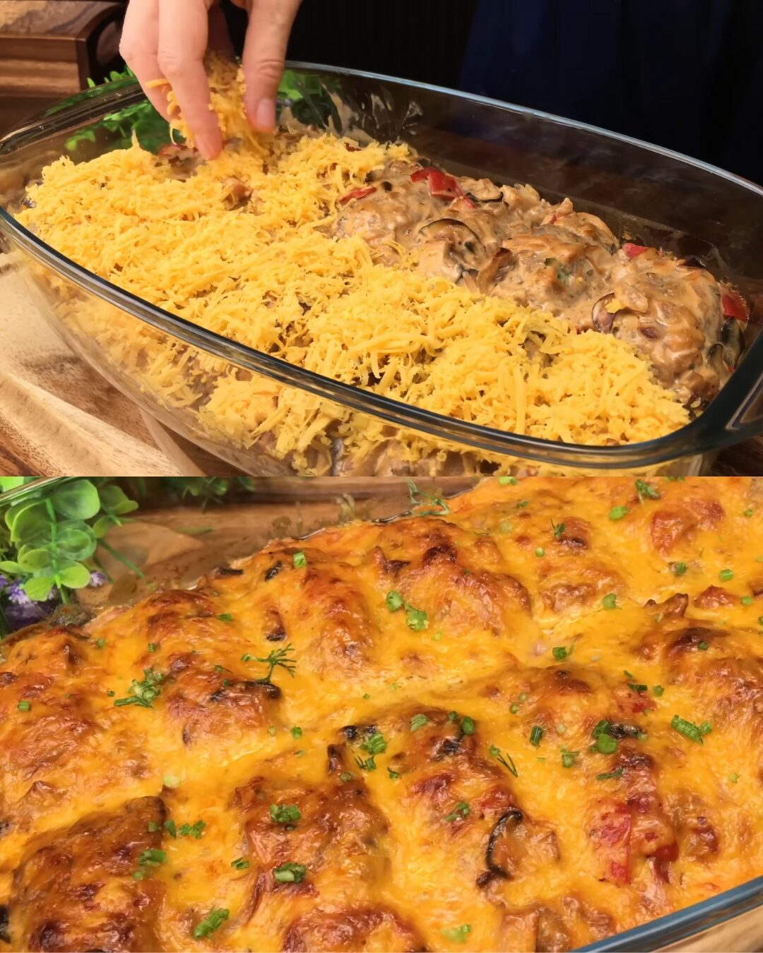 Hearty Baked Beef Patties with Vegetables and Cheddar
