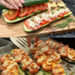 Savory Chicken & Mozzarella Stuffed Zucchini Boats