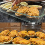 Hearty Stuffed Baked Potatoes with Savory Chicken Filling & Tangy Special Sauce