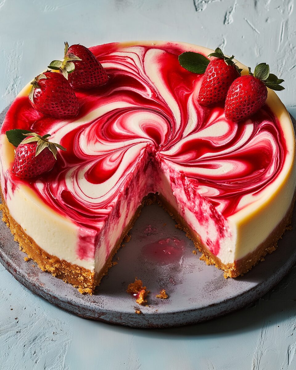 Strawberry Swirl Cheesecake