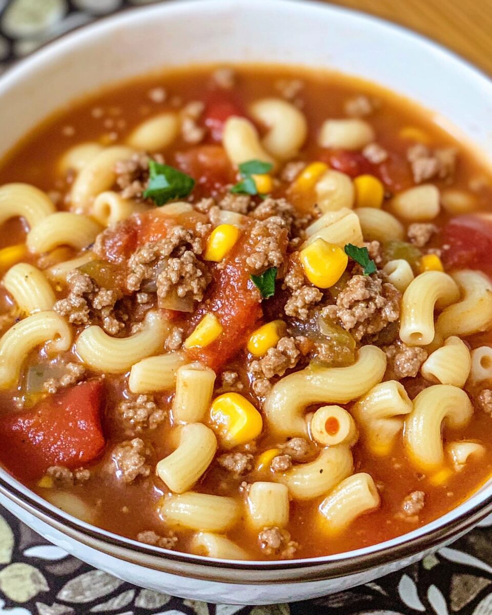 Beef & Tomato Macaroni Soup