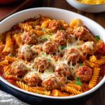 Cheesy Meatball Pasta Bake