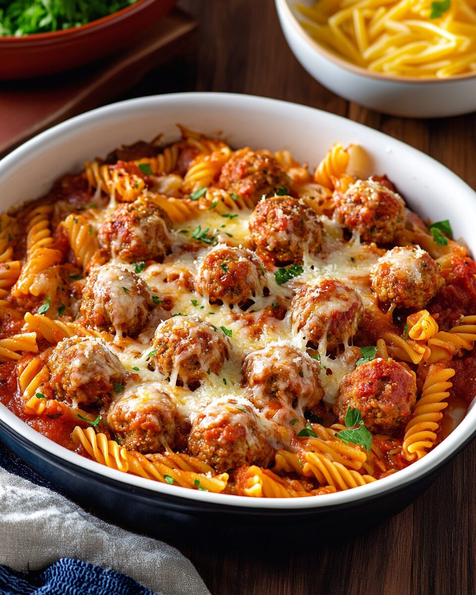 Cheesy Meatball Pasta Bake
