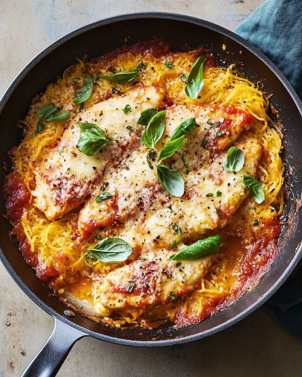 Skillet Chicken Parmesan with Spaghetti Squash
