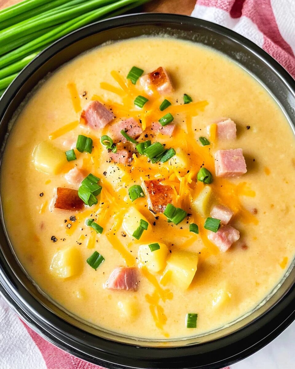 Slow Cooker Cheesy Potato Ham Soup