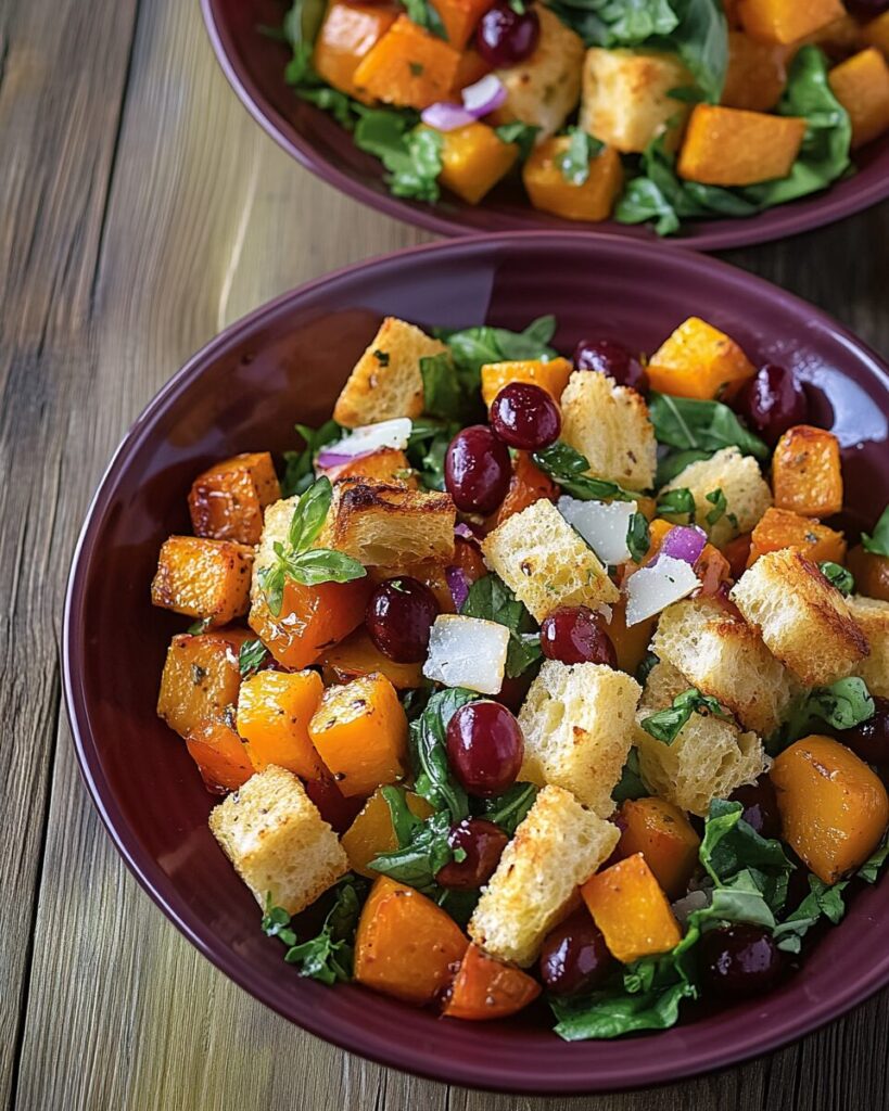 Fall Panzanella Salad finished dish