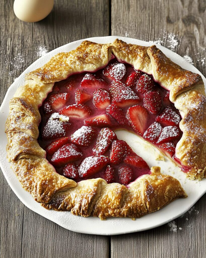 Rhubarb Strawberry Galette finished dish