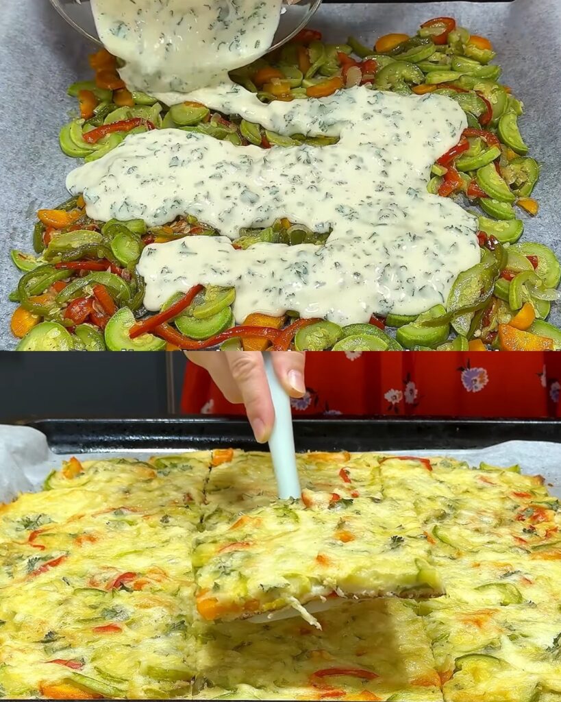 Zucchini and Vegetable Bake with Creamy Garlic Sauce
