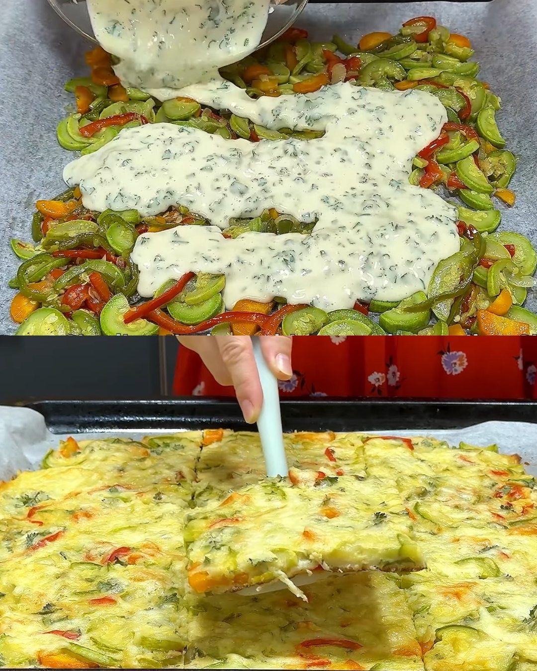 Zucchini and Vegetable Bake with Creamy Garlic Sauce