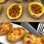 Loaded Baked Potato Casserole with Bacon, Mushrooms & Fresh Garden Salad