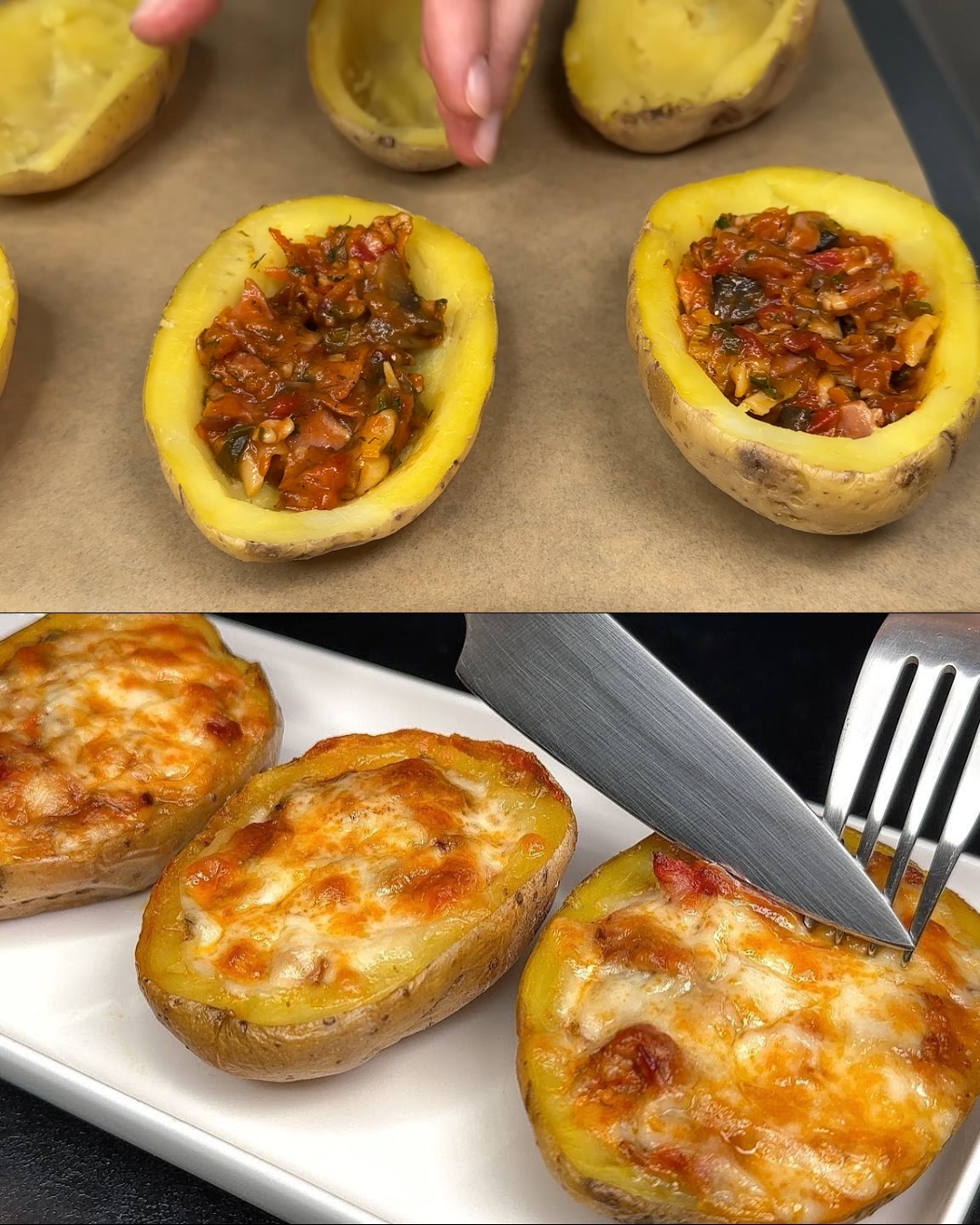 Loaded Baked Potato Casserole with Bacon, Mushrooms & Fresh Garden Salad