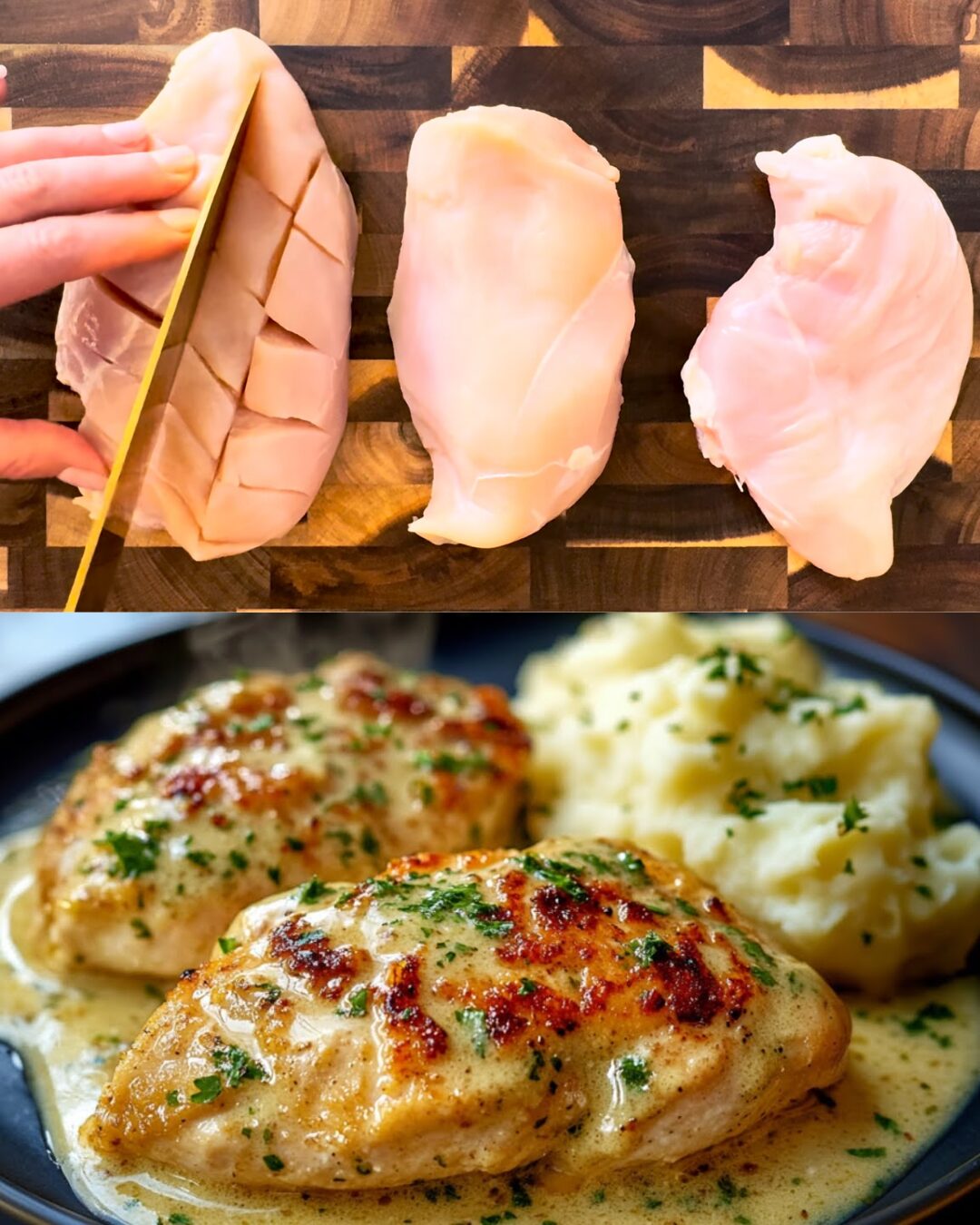 Creamy Parmesan Chicken Breasts with Sun-Dried Tomatoes and Garlic