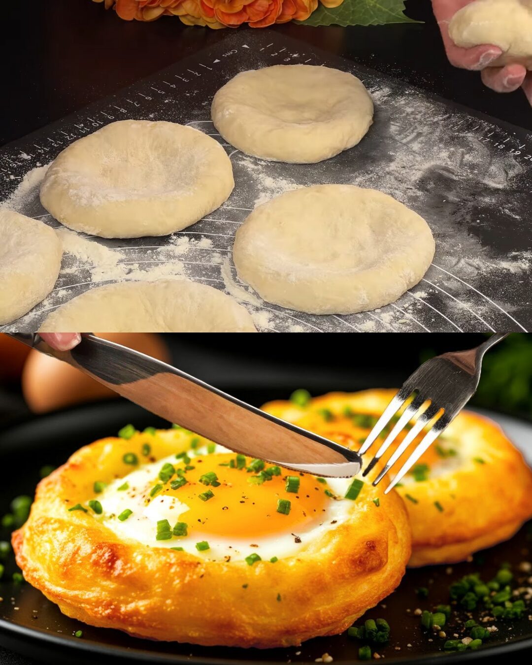 Fluffy Potato Flatbreads with Mozzarella, Garlic Cream & Quail Eggs