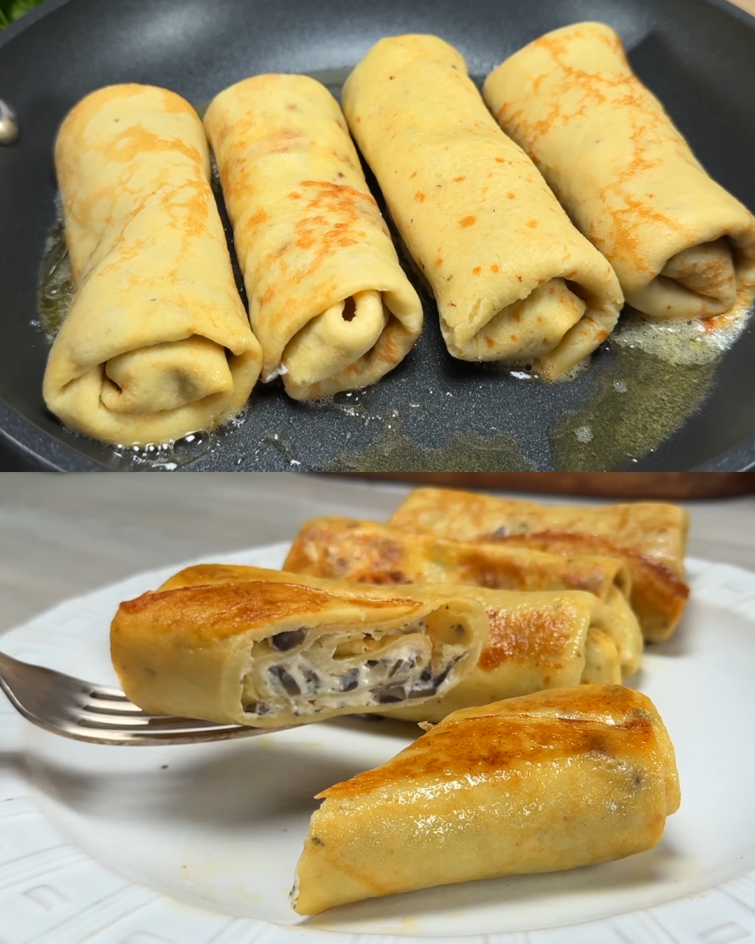 Potato and Mushroom Pancakes with Cream Cheese and Dill