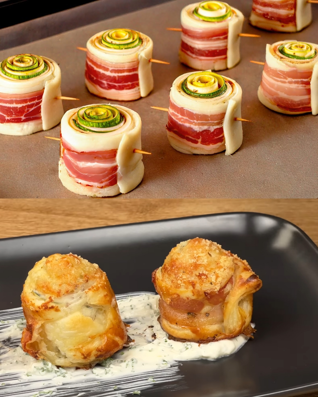Zucchini and Bacon Puff Pastry Tart
