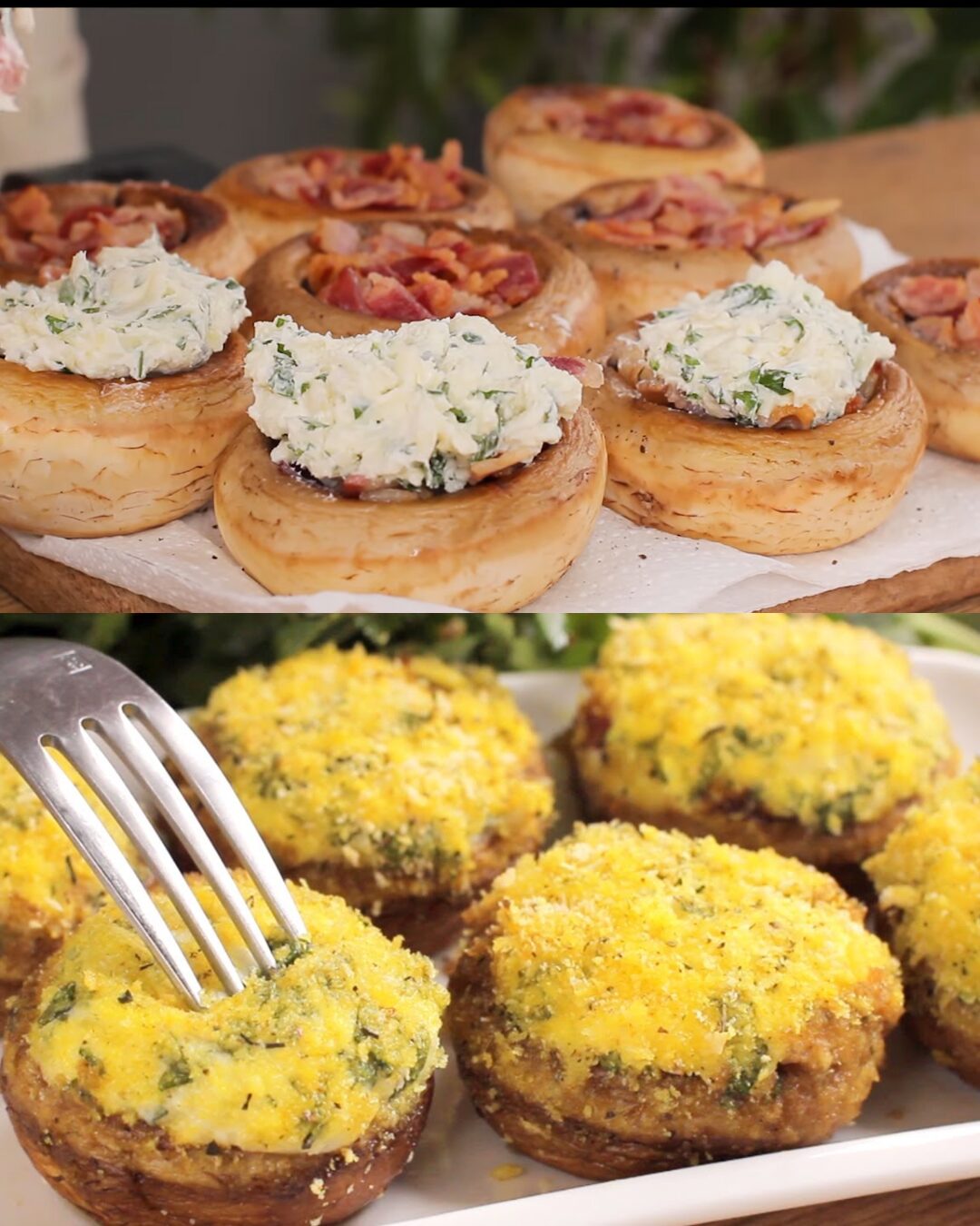 Bacon, Cheese & Garlic–Stuffed Mushrooms