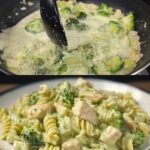 Creamy Chicken, Zucchini & Broccoli Pasta with Basil-Pine Nut Pesto