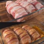 Baked Chicken with Creamy Mushroom Filling, Bacon Wrap, and Herbed Rice Salad