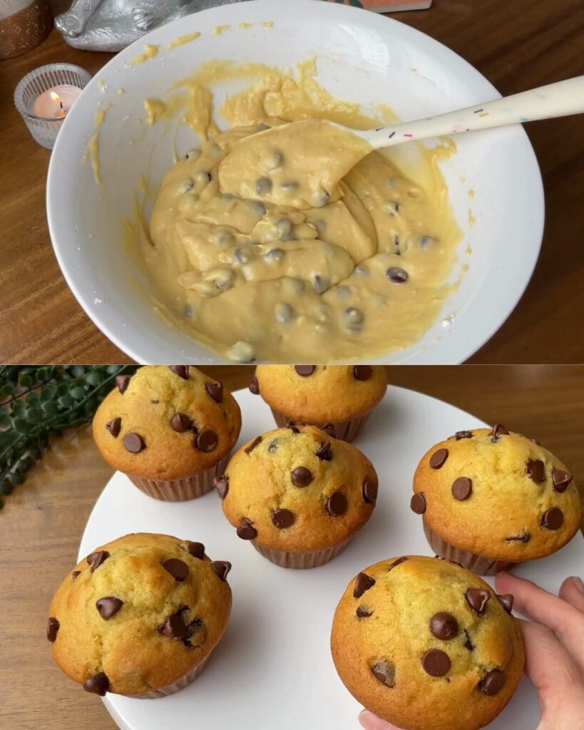 Chocolate Chip Yogurt Muffins finished dish