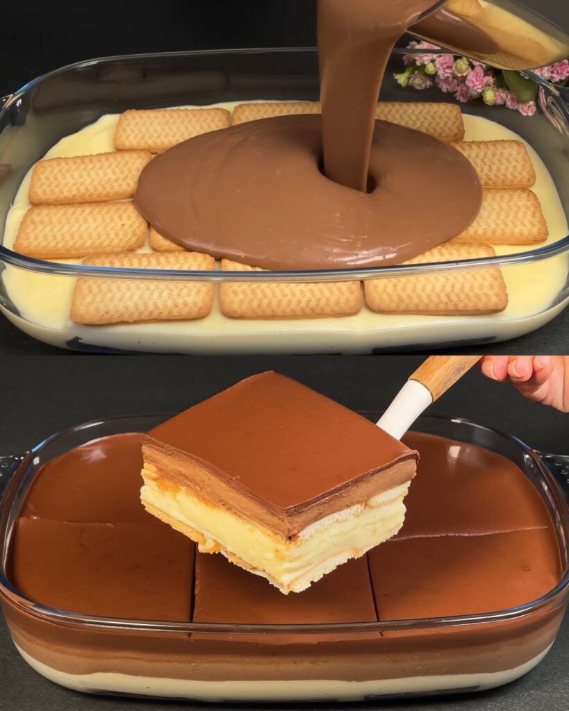 No-Bake Chocolate Custard Cookie Cake