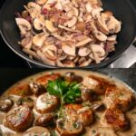Pork Carbonade with Creamy Mushroom Sauce and Herbed Bulgur