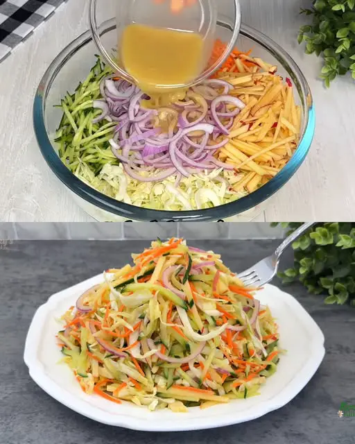 Crisp Cabbage, Apple, and Carrot Slaw with Lemon-Garlic Vinaigrette