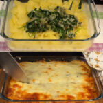 Stuffed Potato & Veggie Bake with Creamy Garlic Sauce and Herb Ciabatta Croutons
