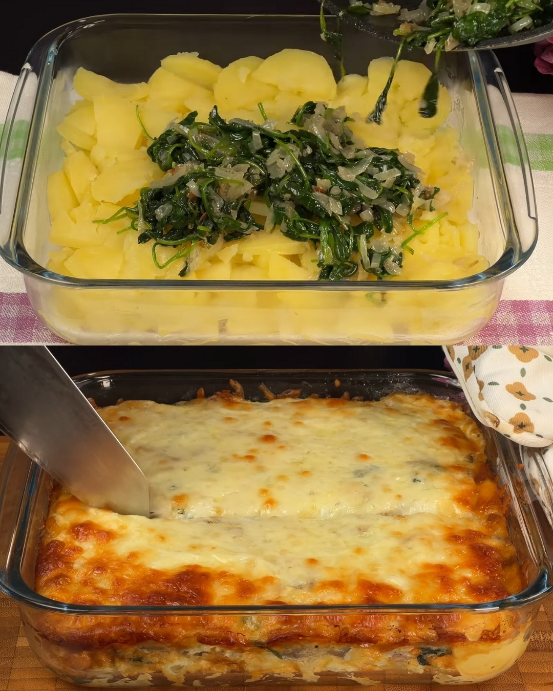 Stuffed Potato & Veggie Bake with Creamy Garlic Sauce and Herb Ciabatta Croutons